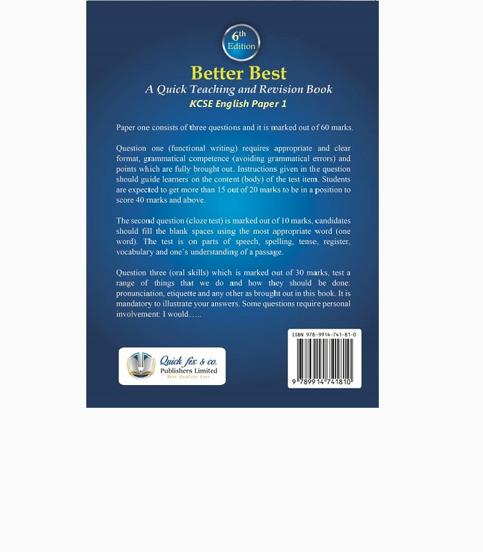 Better Best English Teaching and Revision Book-Paper1-6th Edition back